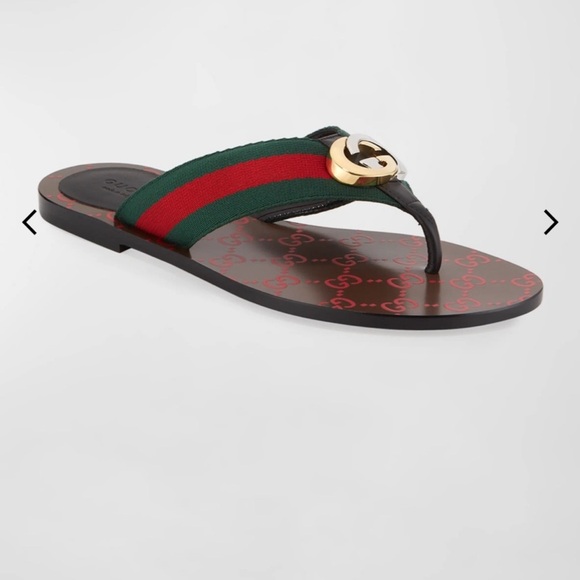 Gucci Kika Canvas Thong Sandals Size 41 = 11 - Picture 1 of 15